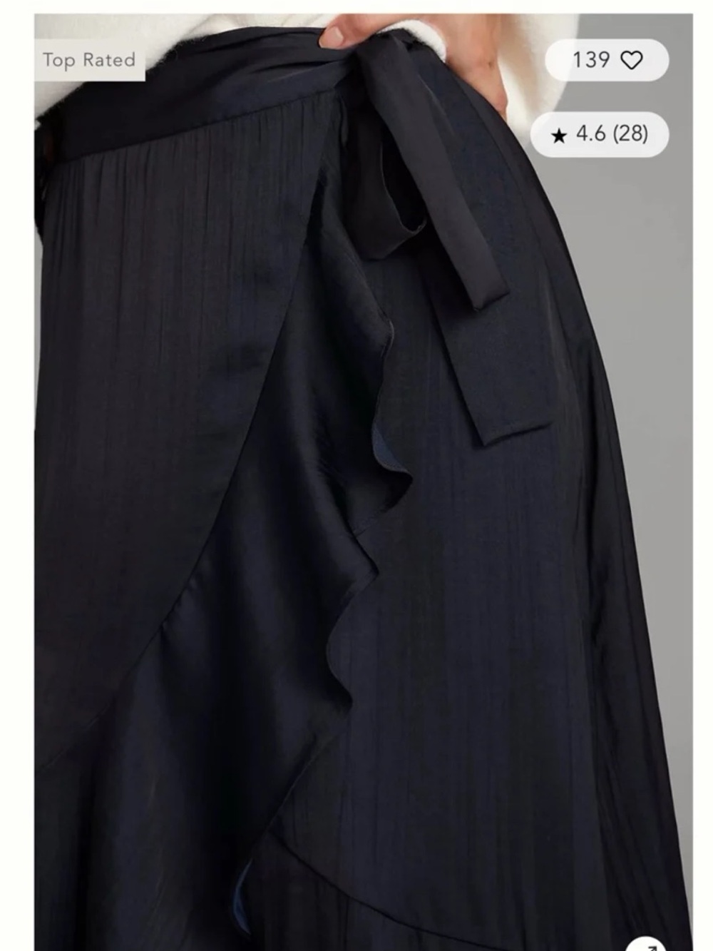 Anthropologie Maeve Ruffle Wrap Midi Skirt in Black Size Medium - Picture 3 of 12